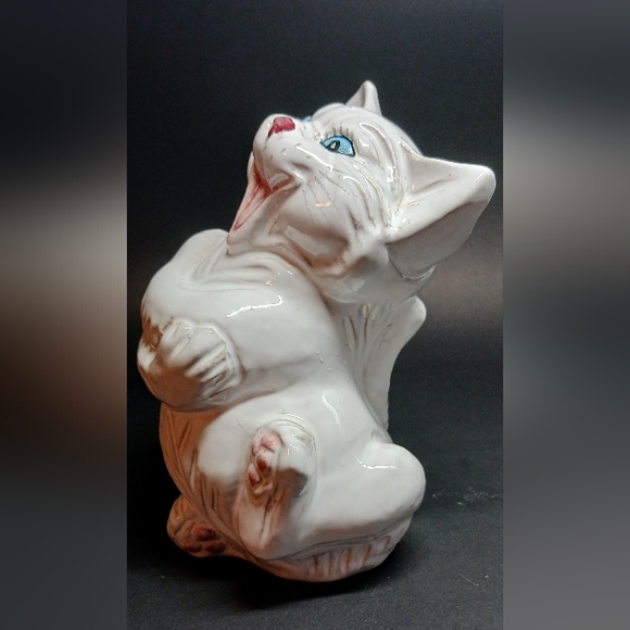 Vintage Redware Pottery Laughing Cat, Made In Italy,  6" - Picture 4 of 7